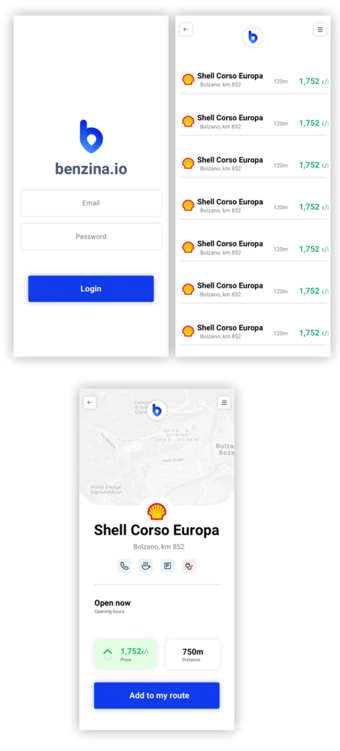 Benzina.io App All 3 View